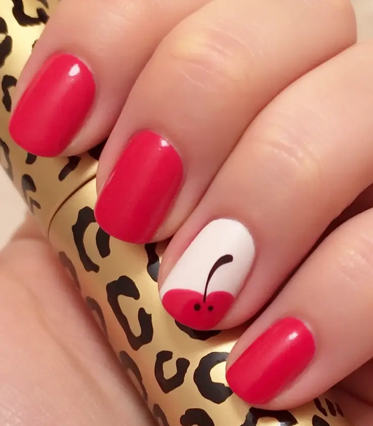 Nail Designs to Try in August 2025 Cherry Accent Crush