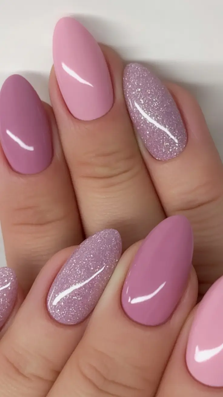 Nail Designs to Try in August 2025 Muted Sparkle Mauve