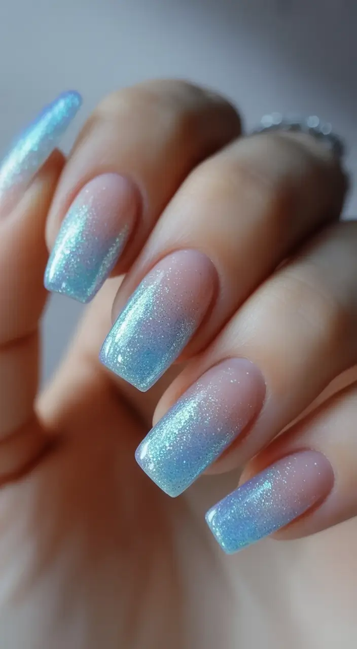 Nail Designs to Try in August 2025 Glazed Blue Mist
