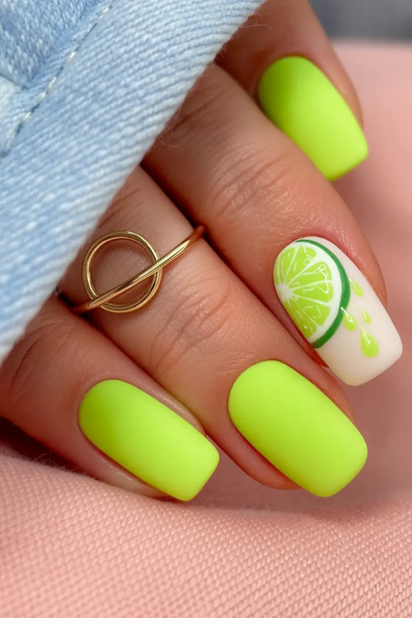 Nail Designs to Try in August 2025 Zesty Lime Pop