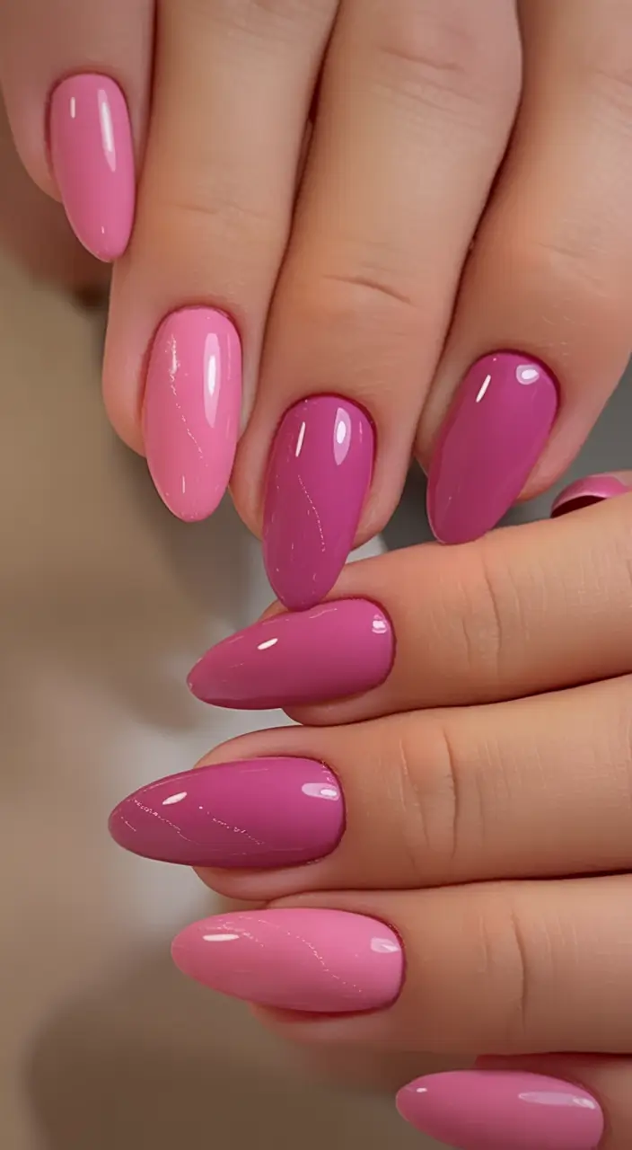 Nail Designs to Try in August 2025 Pink to Fuchsia Gradient Magic
