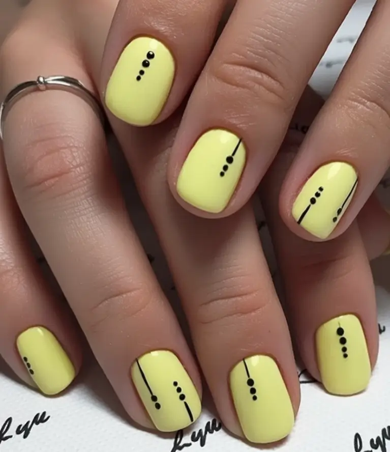 Nail Designs to Try in August 2025 Sunbeam Dots and Minimal Lines