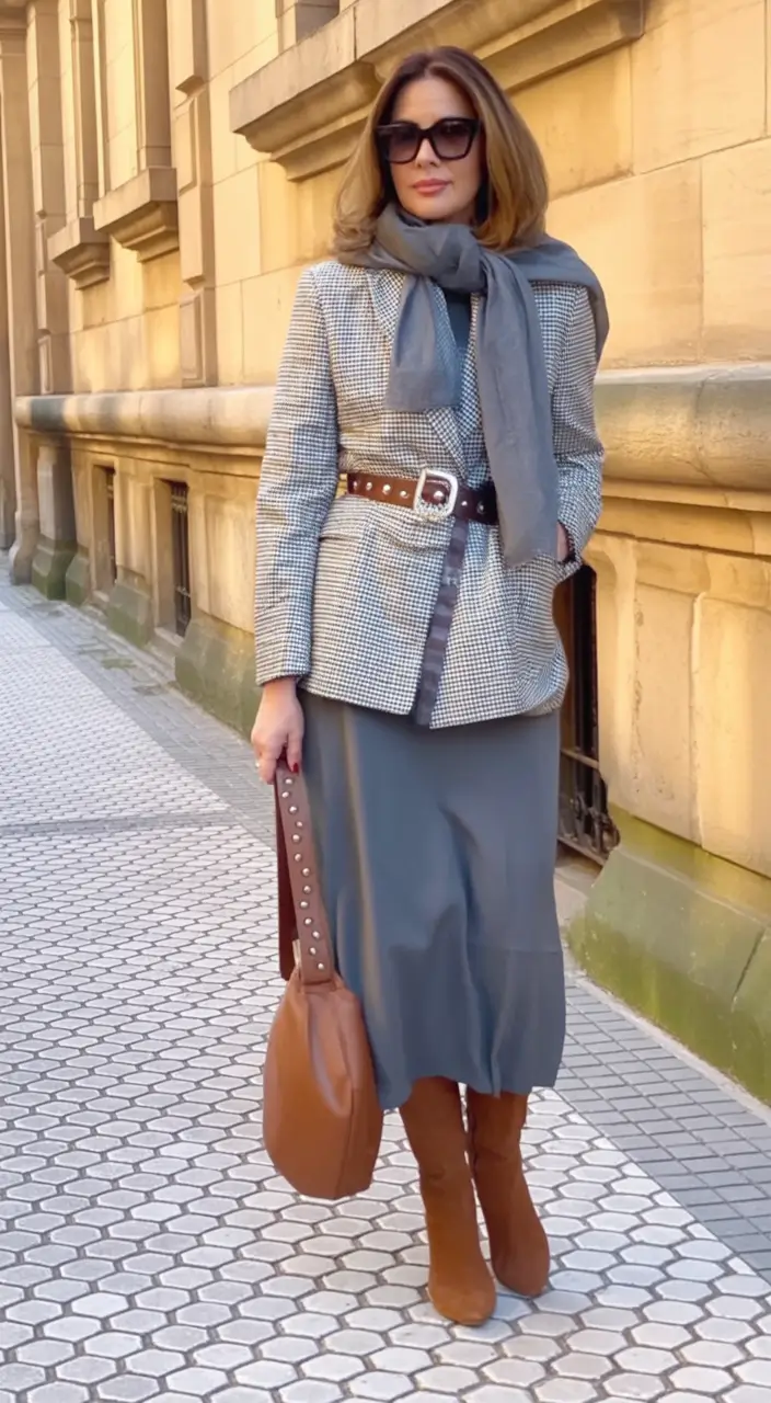 Stylish fall 2025 fashion outfits for women 40+ Vintage Touch with Modern Gray