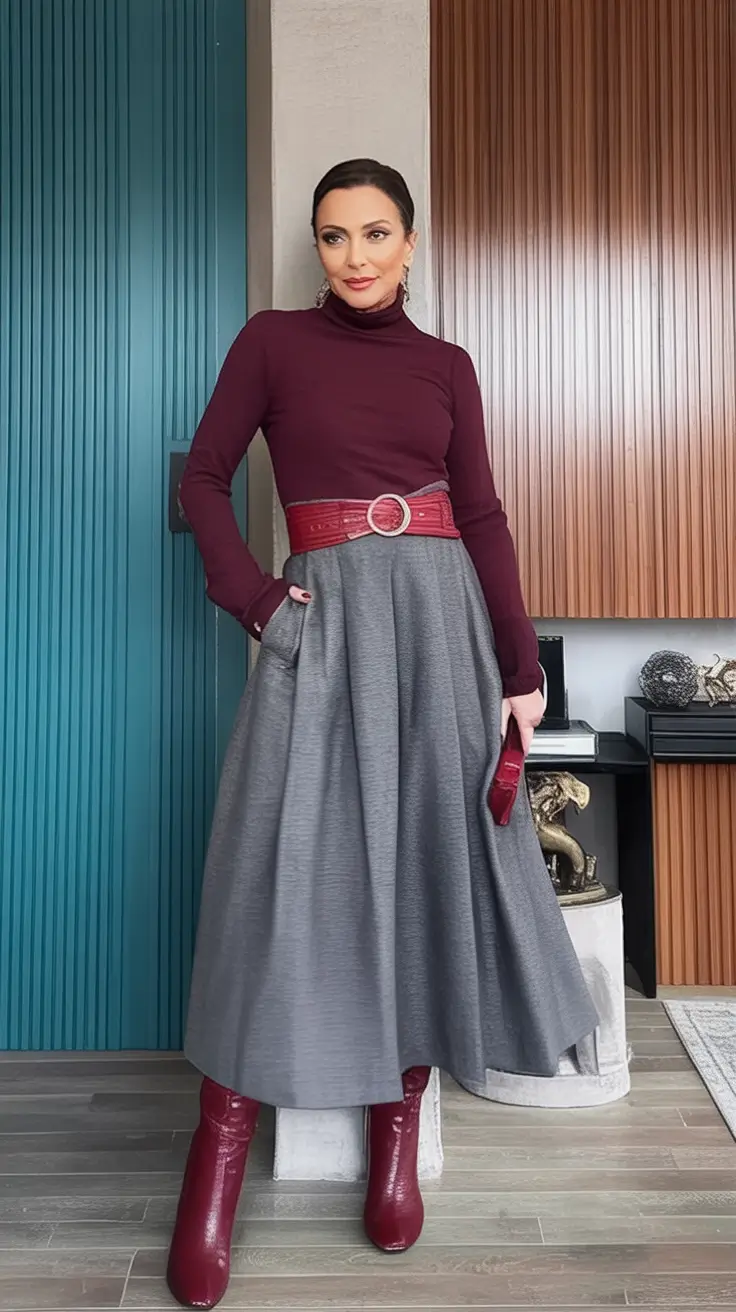 Stylish fall 2025 fashion outfits for women 40+ Deep Tones High Drama