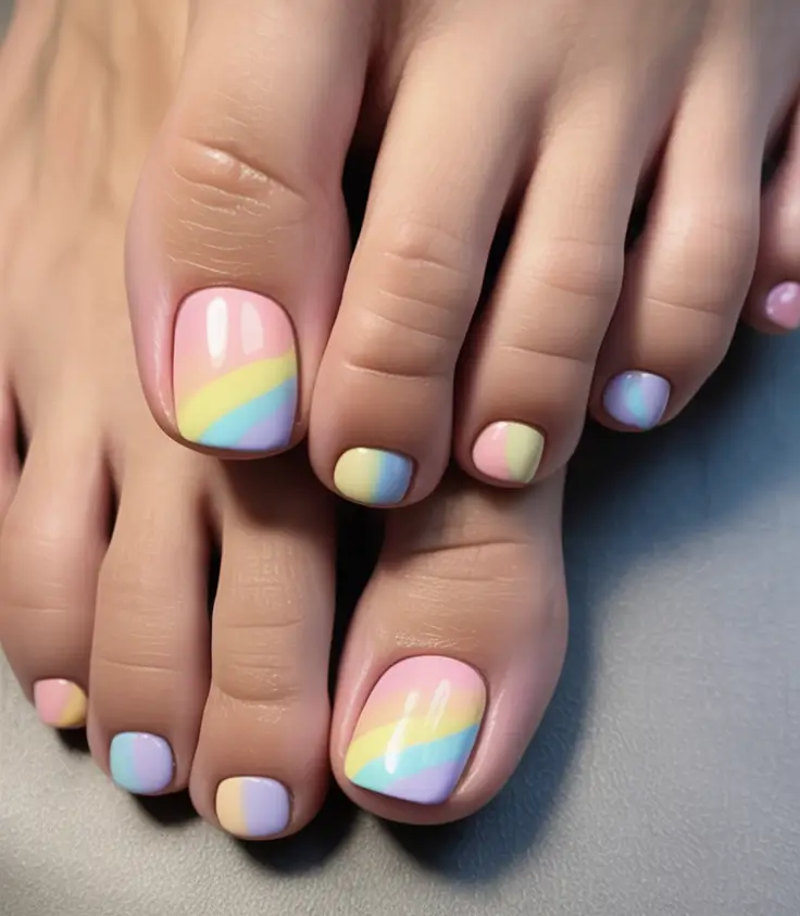toe nail ideas august 2025 - pedicure inspiration Candy Stripe Dream