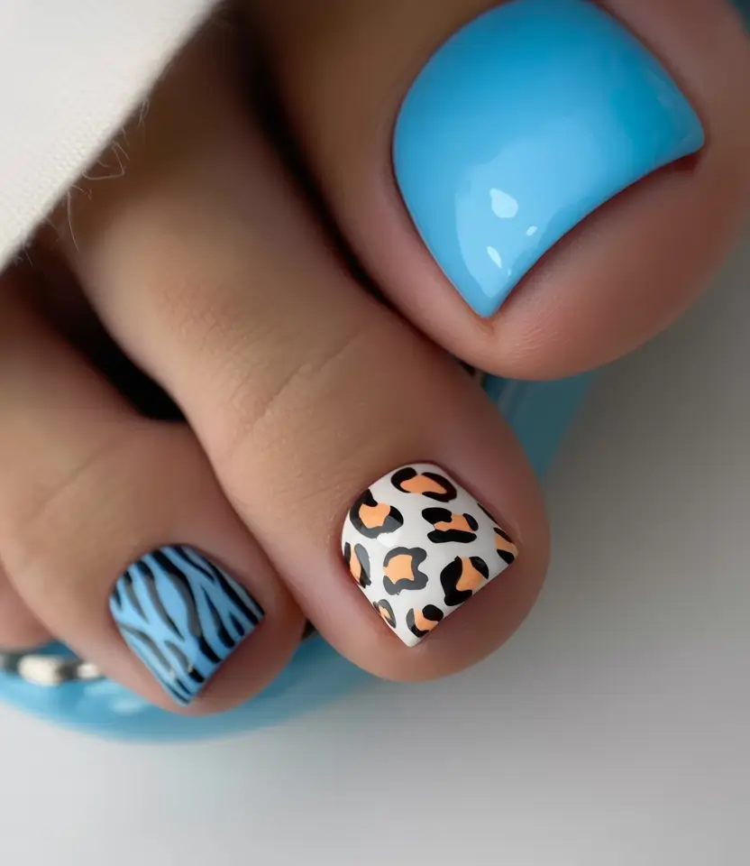 Toe Nail Ideas August 2025 - Pedicure Inspiration Wild Blue Safari