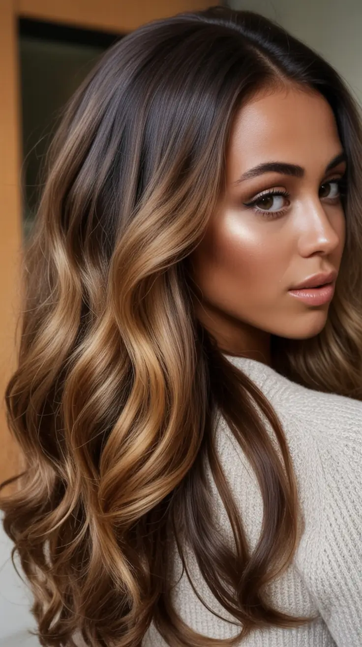 Top Hair Colors for Black Women This Fall 2025 Honey Drop Balayage on Warm Waves