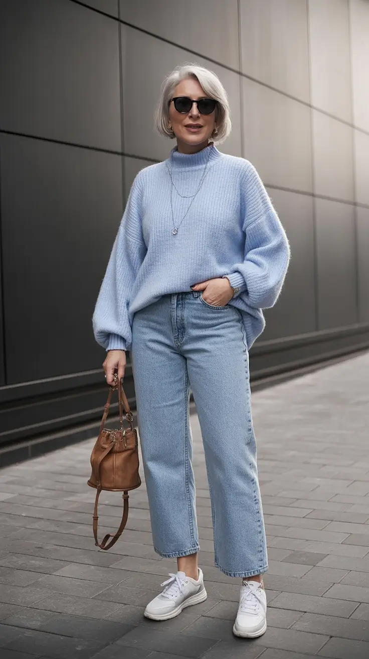 Transitional summer to fall outfits 2025 Soft Blue and Everyday Grace