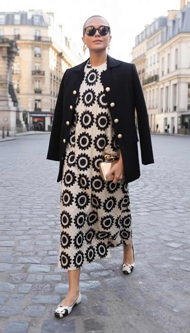 Transitional summer to fall outfits 2025 Bold Black And Ivory Elegance