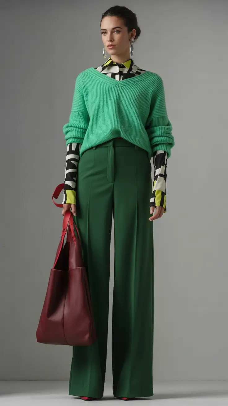 Transitional summer to fall outfits 2025 Modern Layers In Emerald And Wine