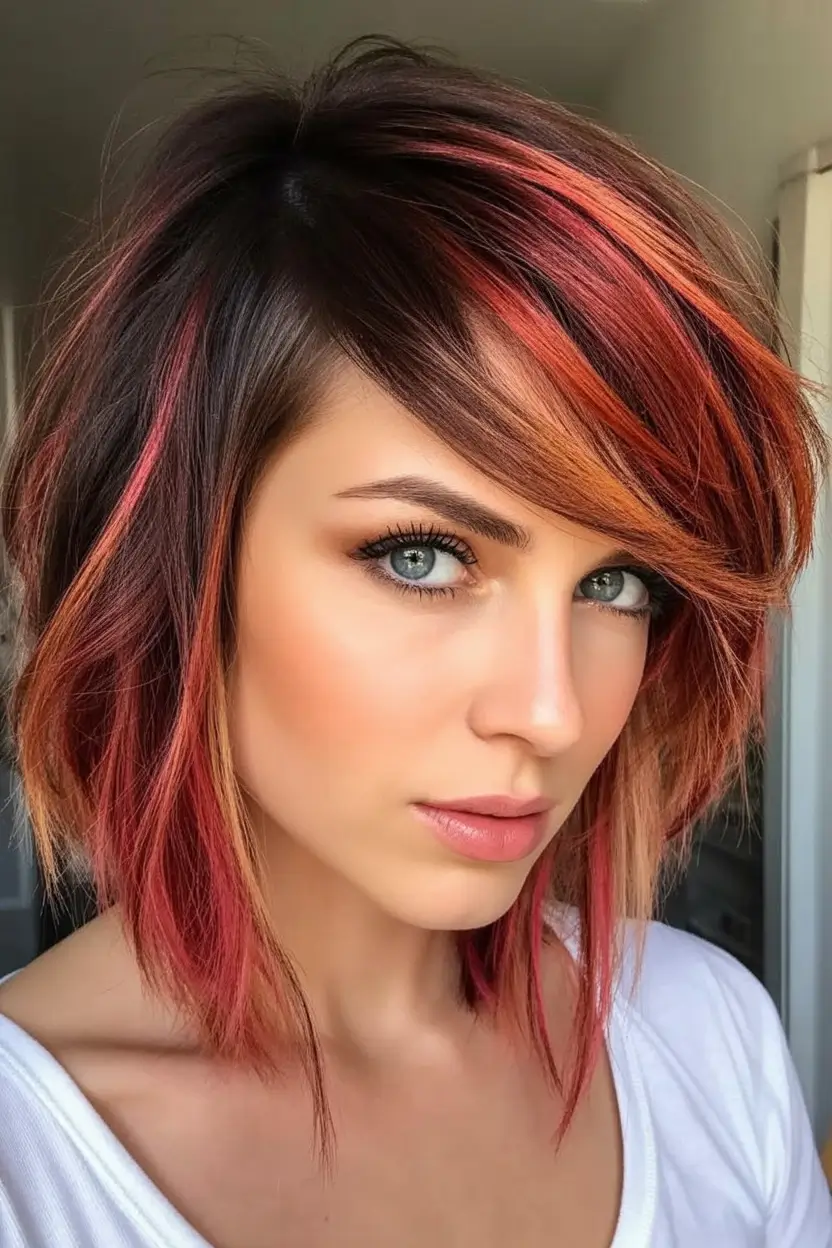 Trending Hair Colors for Fall Season 2025 Rust and Flame Short Layers