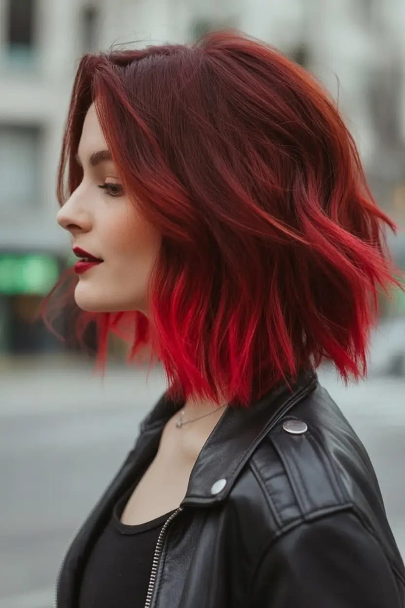 Trending Hair Colors for Fall Season 2025 Crimson Dip Power Bob