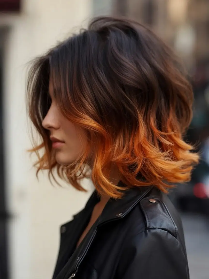 Trending Hair Colors for Fall Season 2025 Bronzed Flame Ends