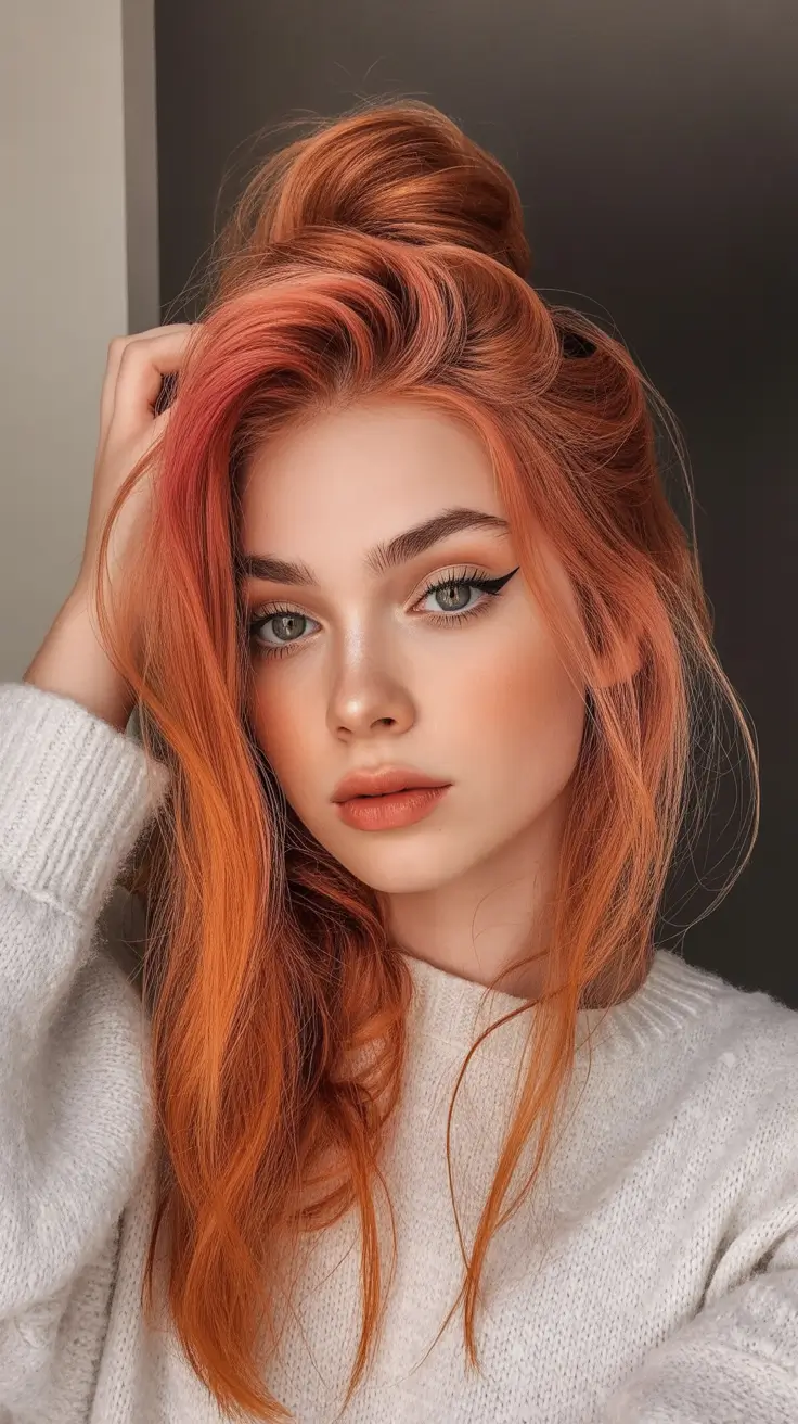 Trending Hair Colors for Fall Season 2025 Neon Pumpkin Elegance