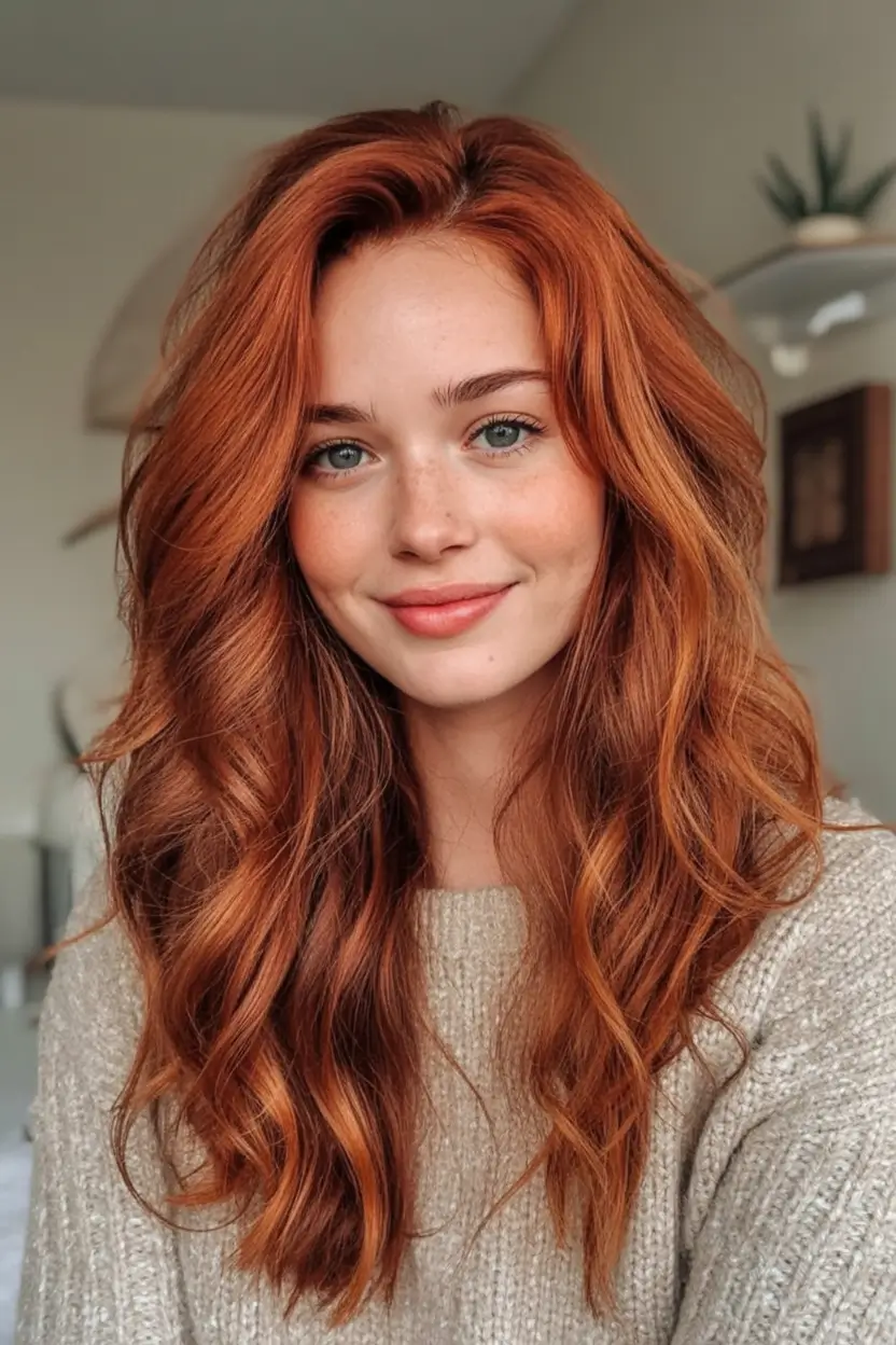 Trending Hair Colors for Fall Season 2025 Warm Copper Waves
