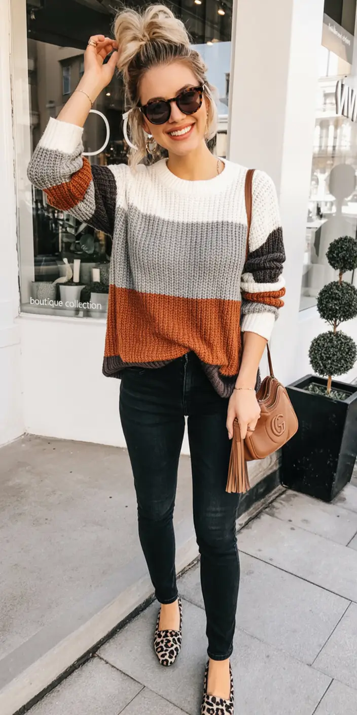 Trendy & Cute Women’s outfits to Rock Fall 2025 Striped Comfort with a Touch of Wild