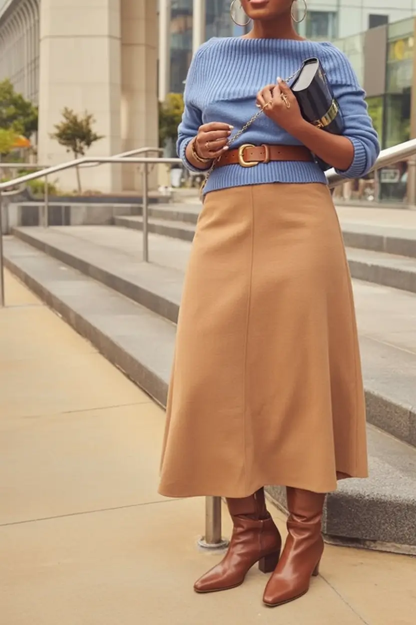 Trendy & Cute Women’s outfits to Rock Fall 2025 Soft Blues and Butterscotch Hues