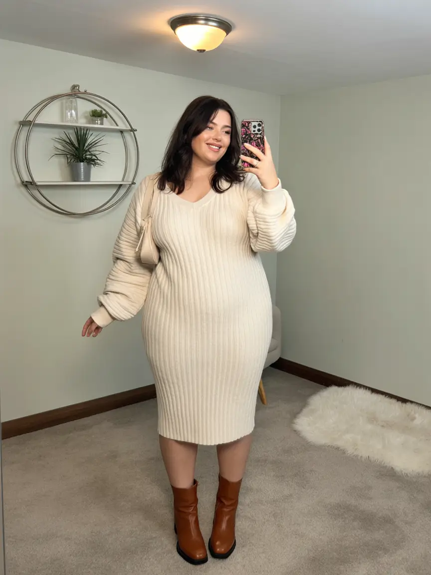 fall plus size outfits Creamy Knit Confidence