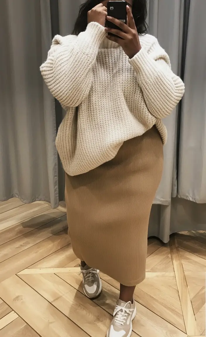 fall plus size outfits Soft Knit Meets Pencil Skirt
