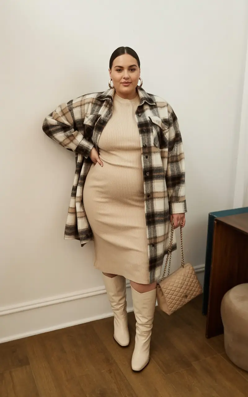 fall plus size outfits Cozy Plaid Confidence