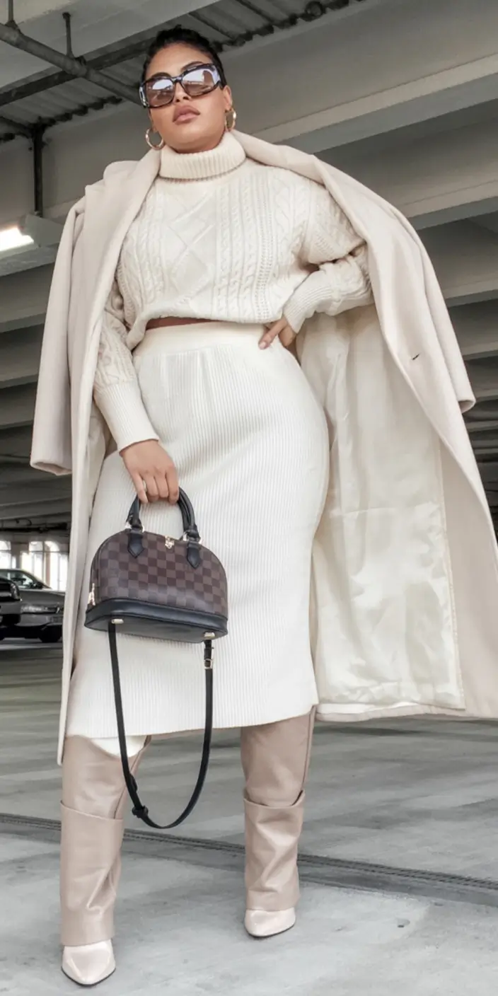 fall plus size outfits Cream on Cream, Elevated