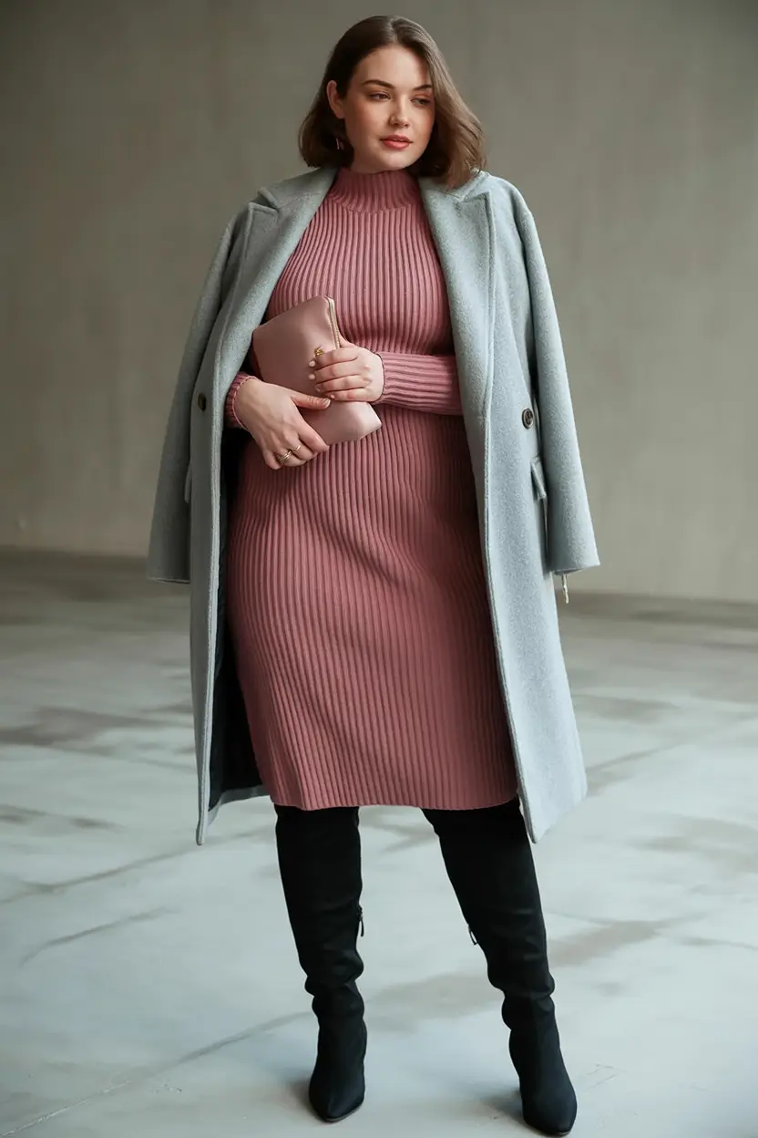 fall plus size outfits Mauve Elegance Meets Modern Cool