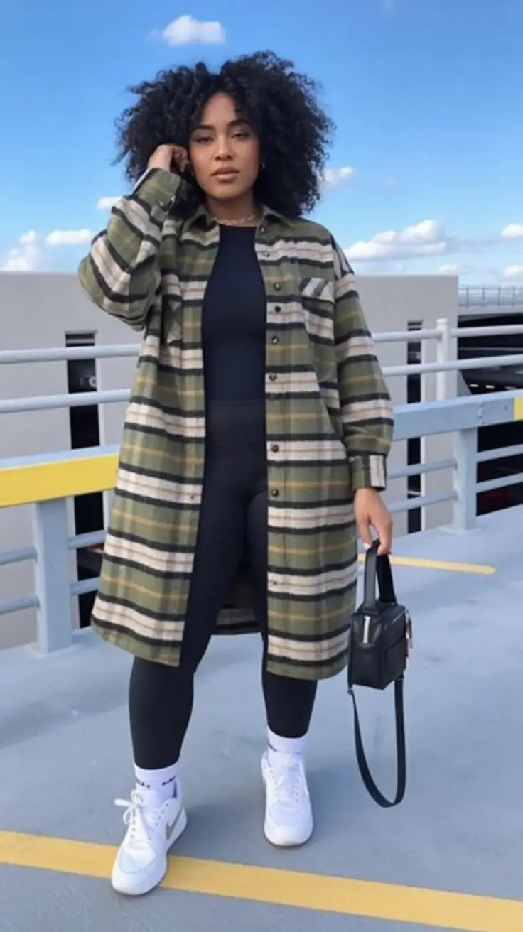 fall plus size outfits Urban Cool with a Plaid Twist