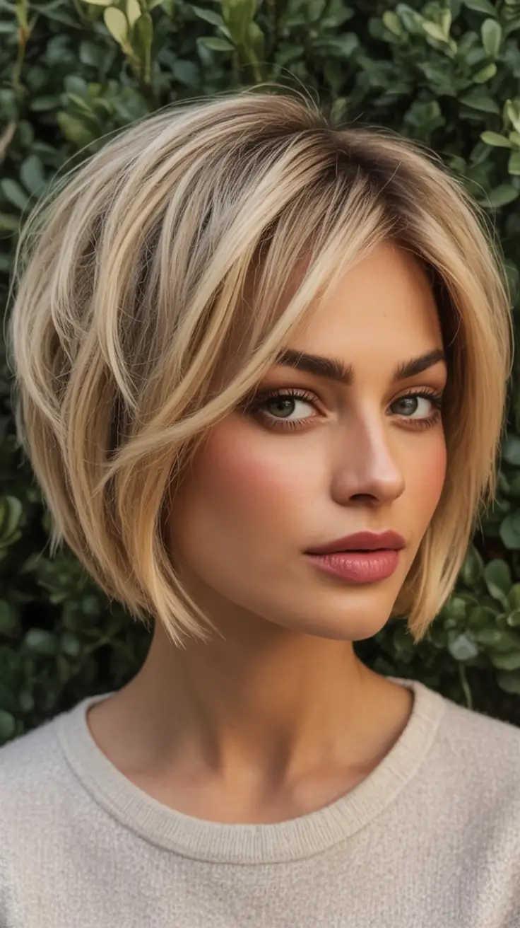 2025 Bob Hairstyles That Scream Fall Style Buttery Blonde Bob with Soft Layers