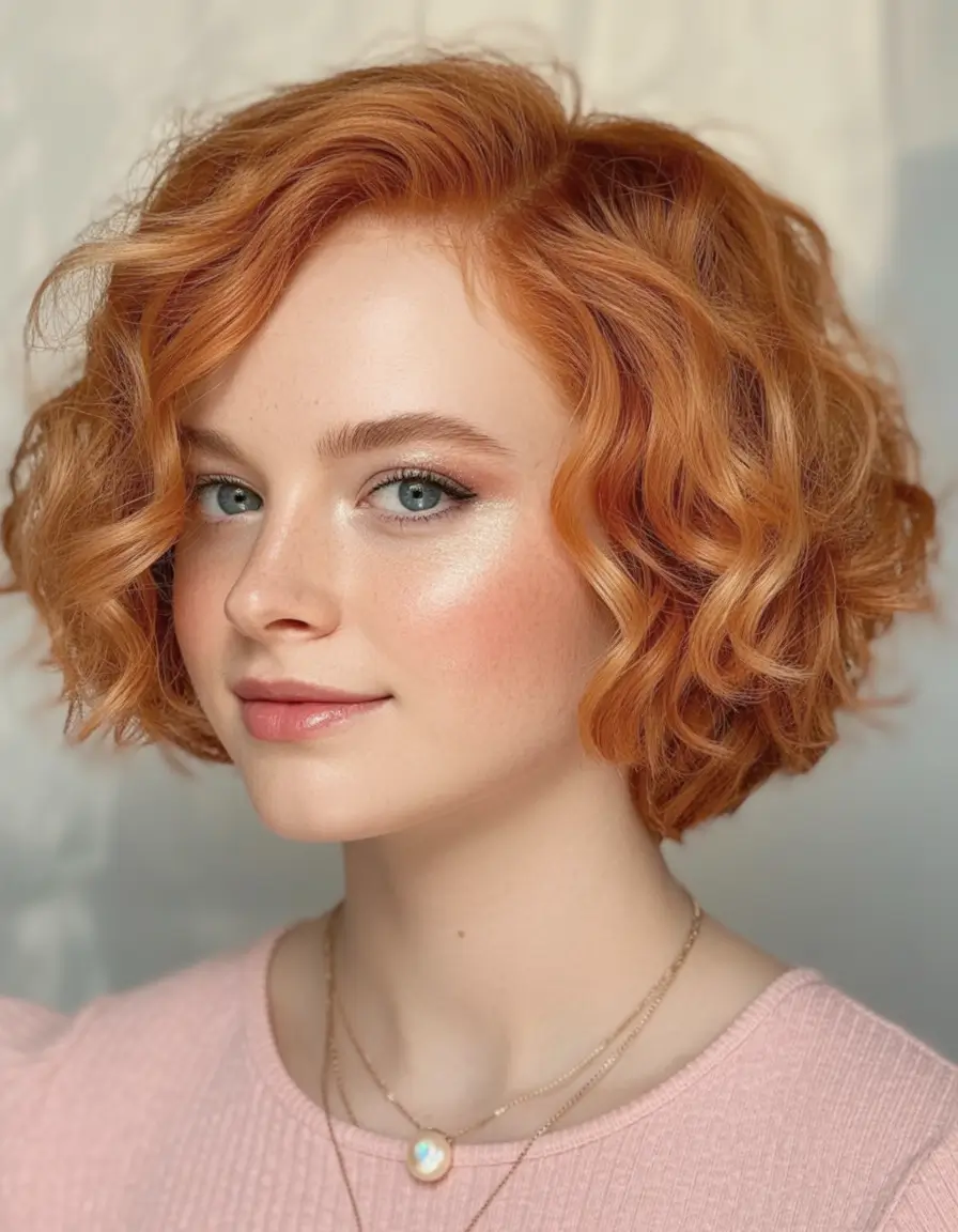 2025 Bob Hairstyles That Scream Fall Style Soft Curly Bob in Spiced Copper