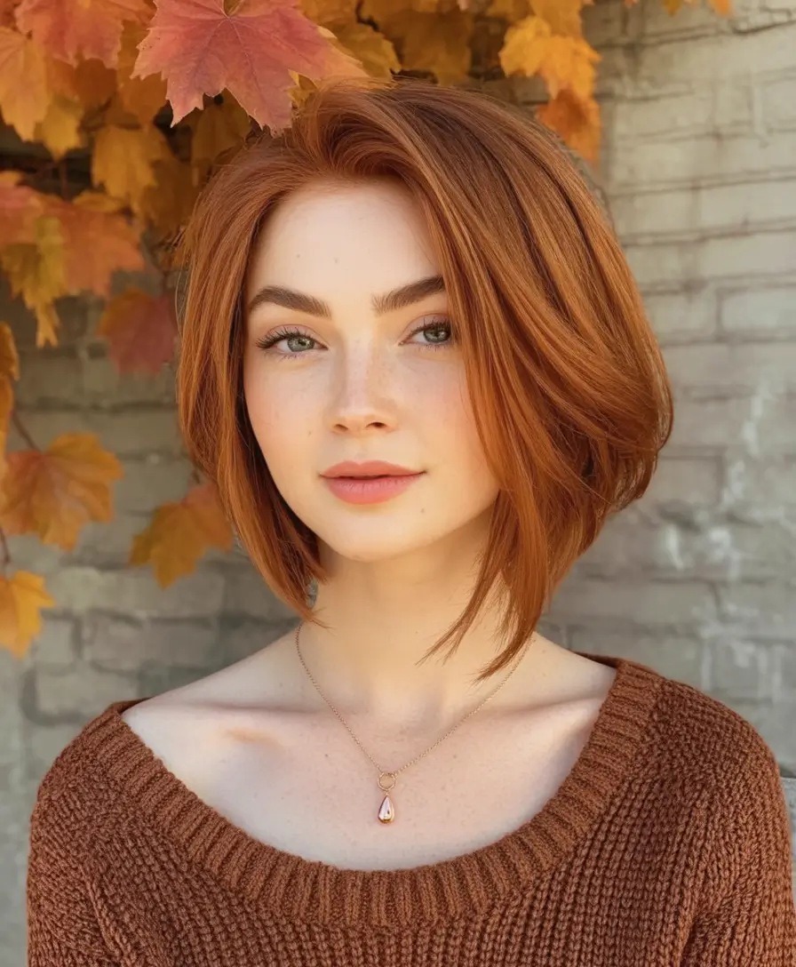 2025 Bob Hairstyles That Scream Fall Style Fiery Copper Round Bob