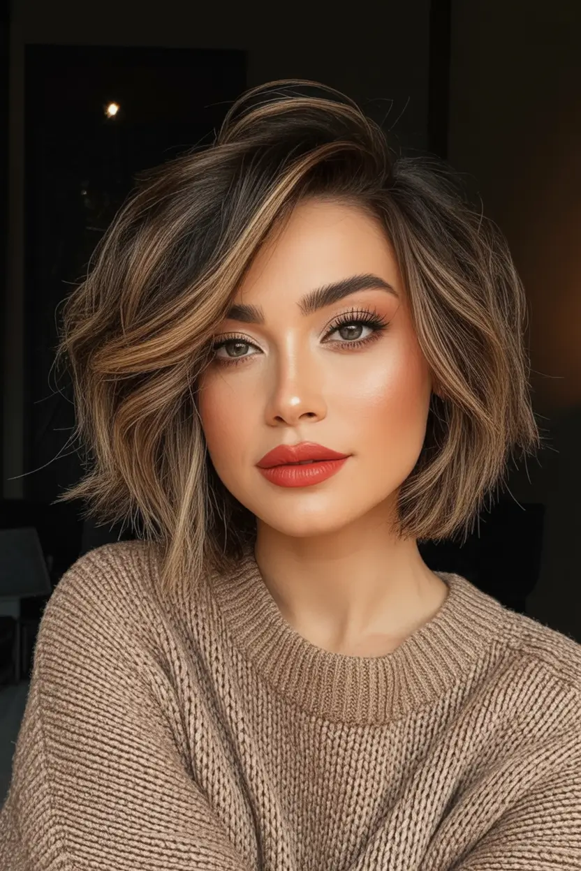 2025 Bob Hairstyles That Scream Fall Style Textured Honey Brunette Bob