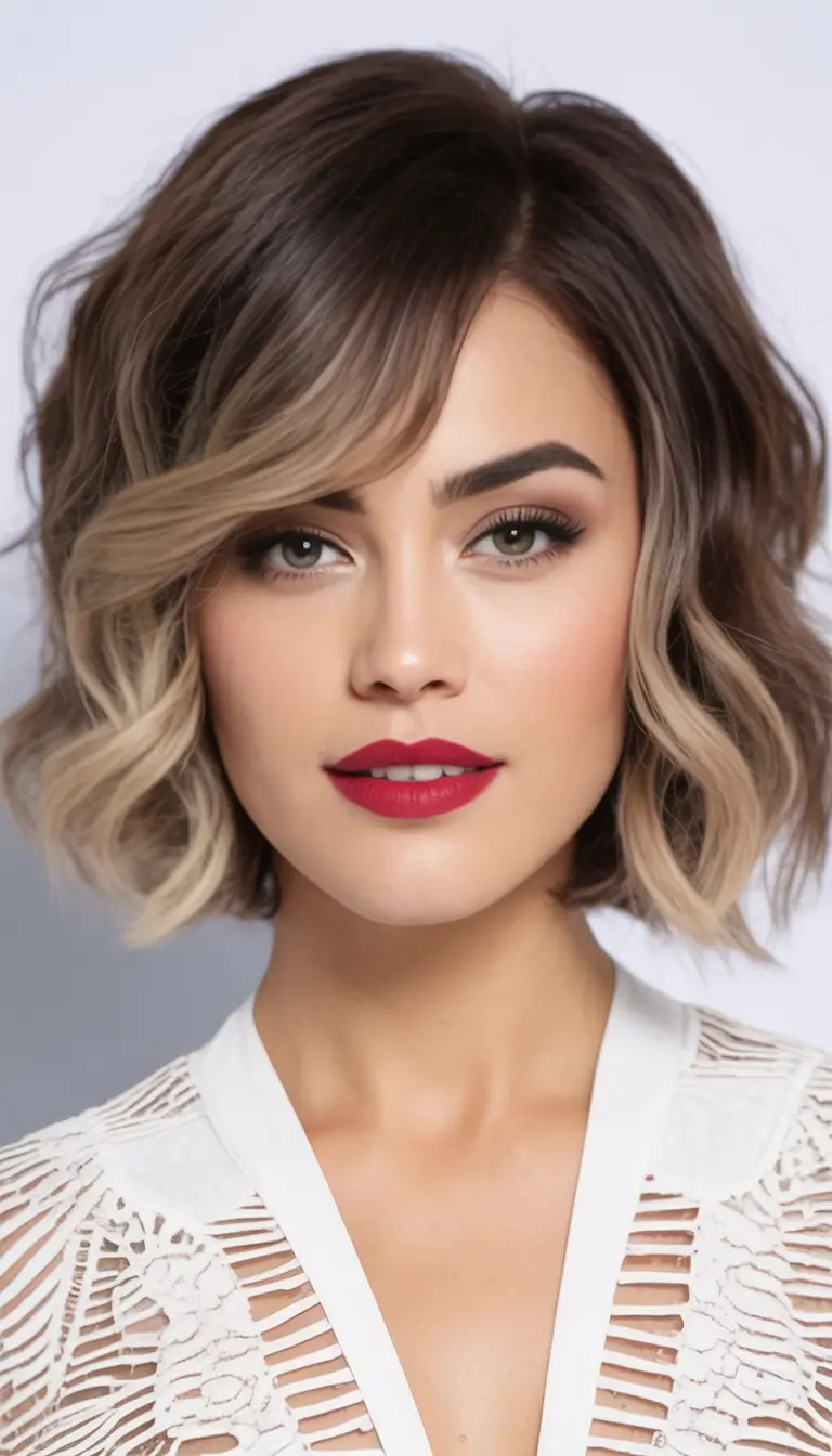 2025 Bob Hairstyles That Scream Fall Style Rooted Blonde Ombre with Tousled Curls