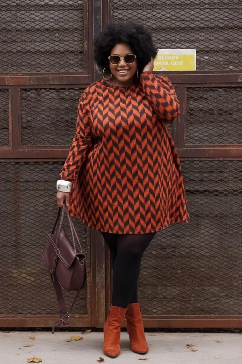 2025 Fall outfits Trends for Plus Size Women Geo Glam for the Bold at Heart