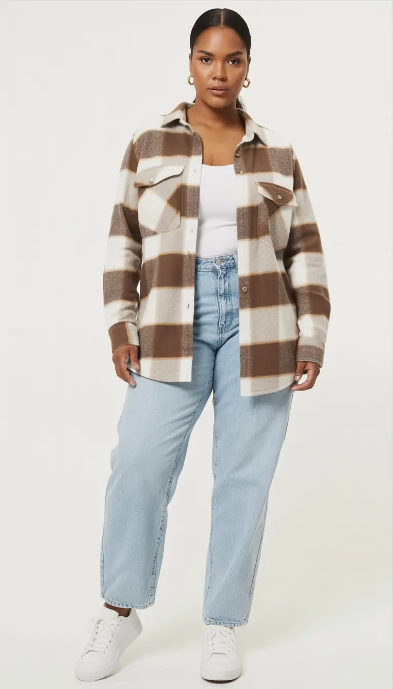 2025 Fall outfits Trends for Plus Size Women Plaid Perfection For Everyday Ease