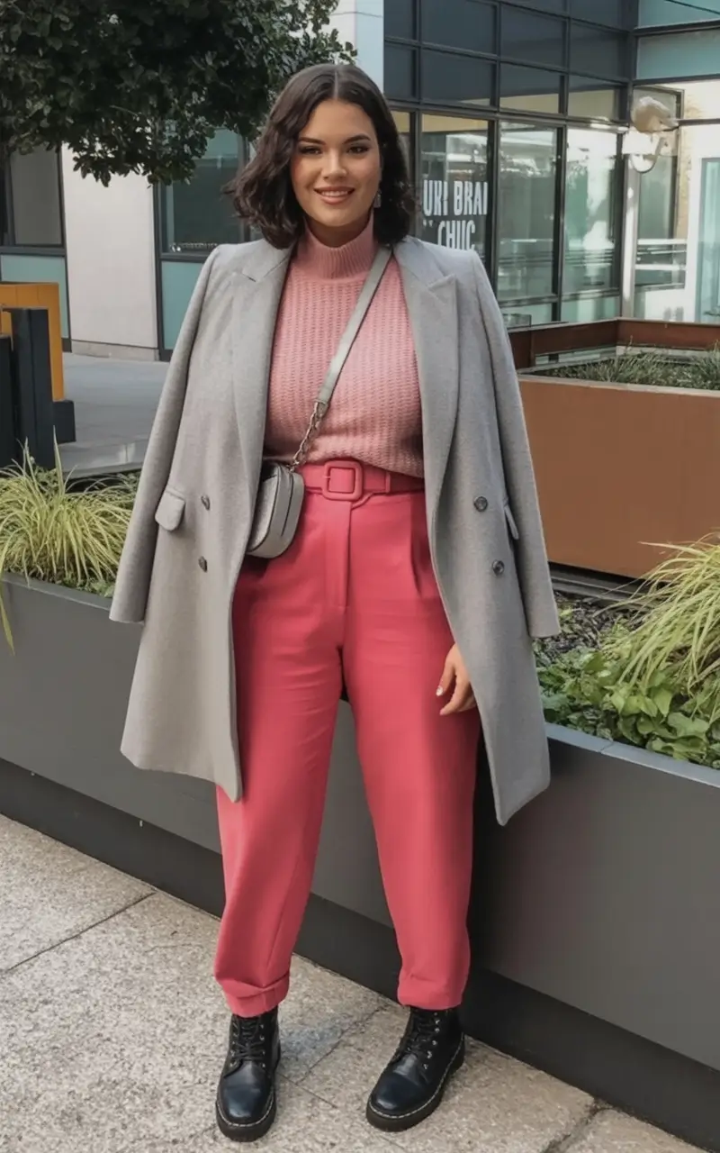 2025 Fall outfits Trends for Plus Size Women Pretty in Pink With Street Style Punch