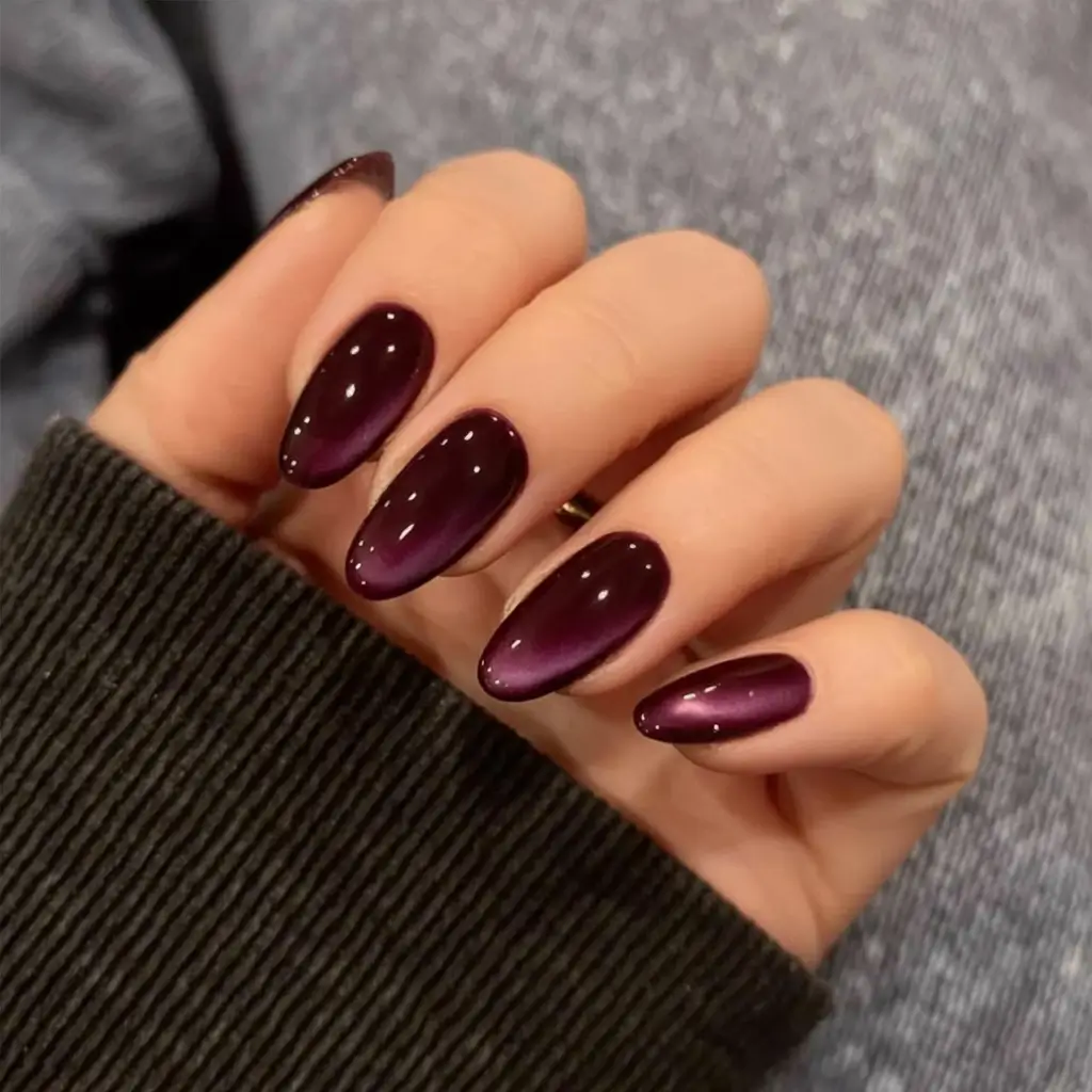 Autumn Nail Design Inspiration 2025 Plum Galaxy Shine