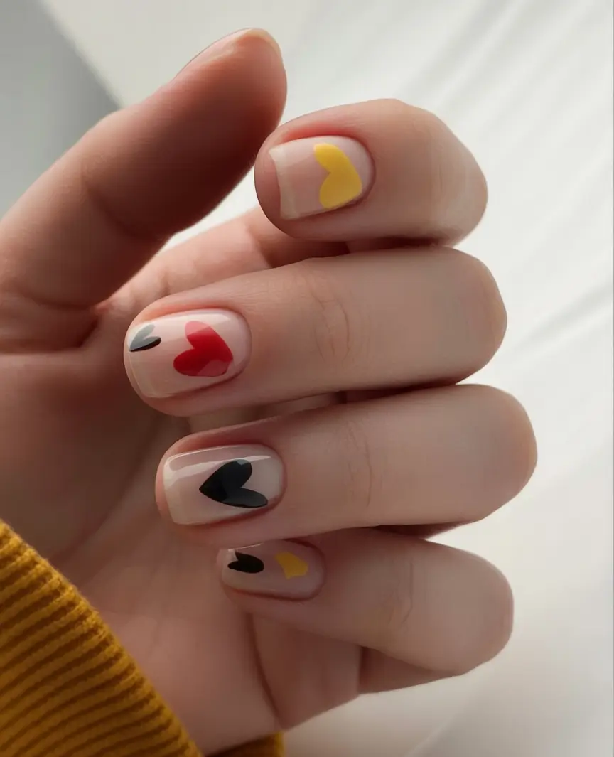 Autumn Nail Design Inspiration 2025 Mini Hearts With Warm Intentions