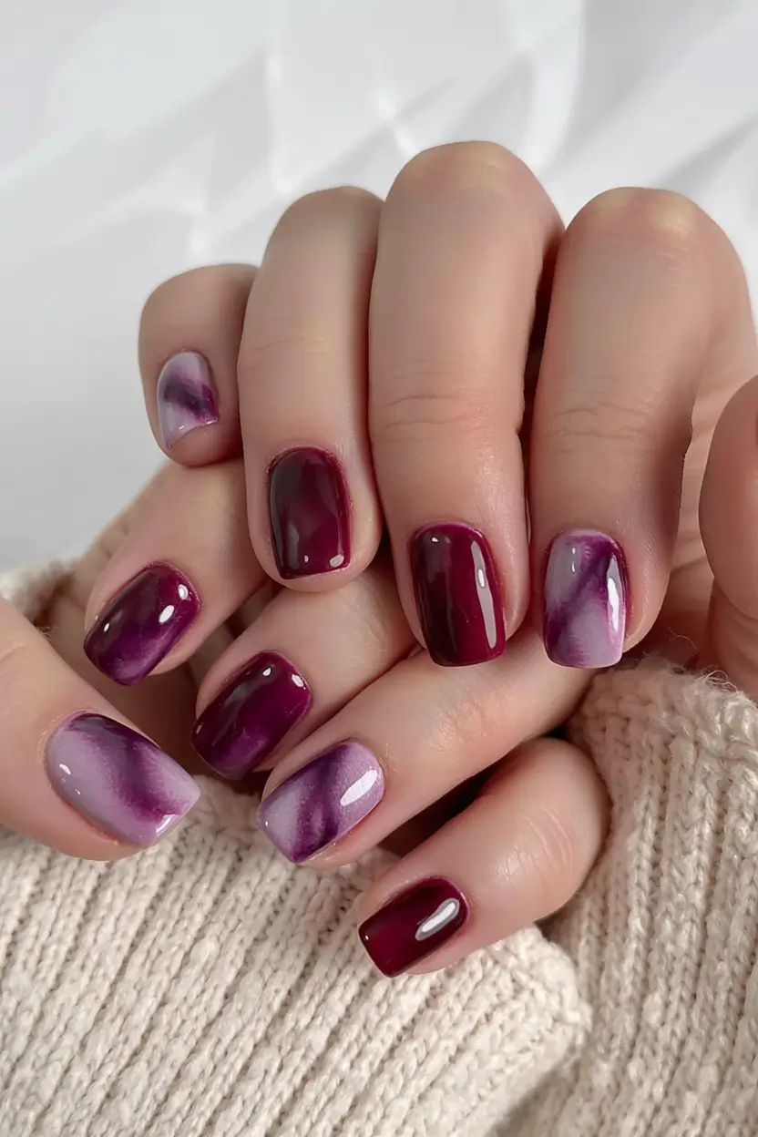 Autumn Nail Design Inspiration 2025 Burgundy Smoke Illusion