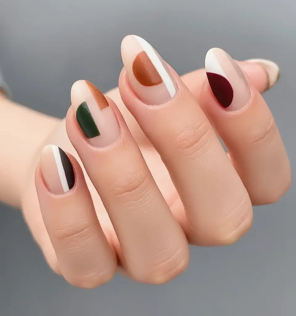 Autumn Nail Design Inspiration 2025 Minimalist Color Blocks for Fall