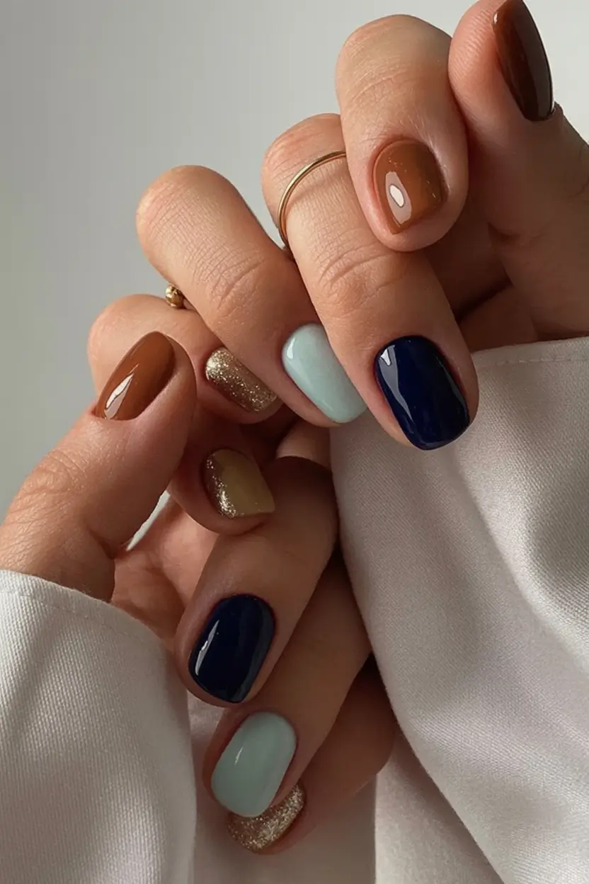 autumn nails color 2025 Cozy Multi-Tone Classics With a Twist