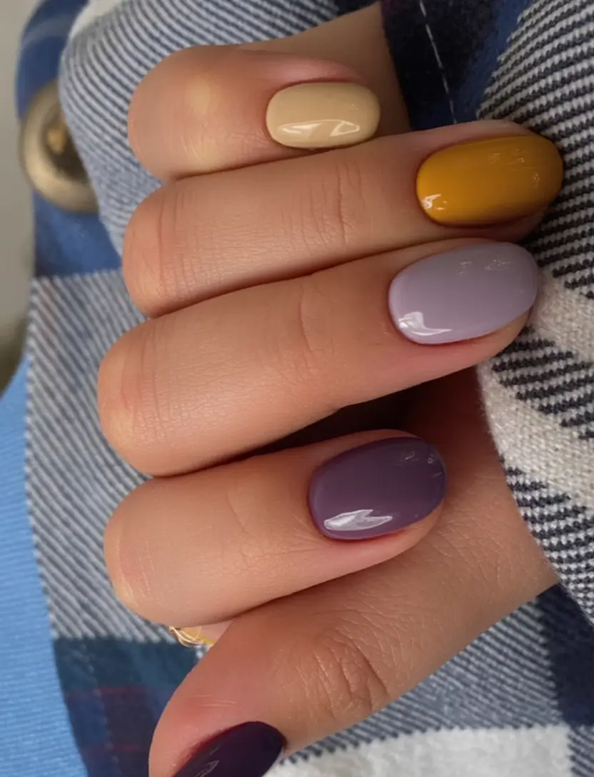 autumn nails color 2025 Playful Color Dots for Chill Days