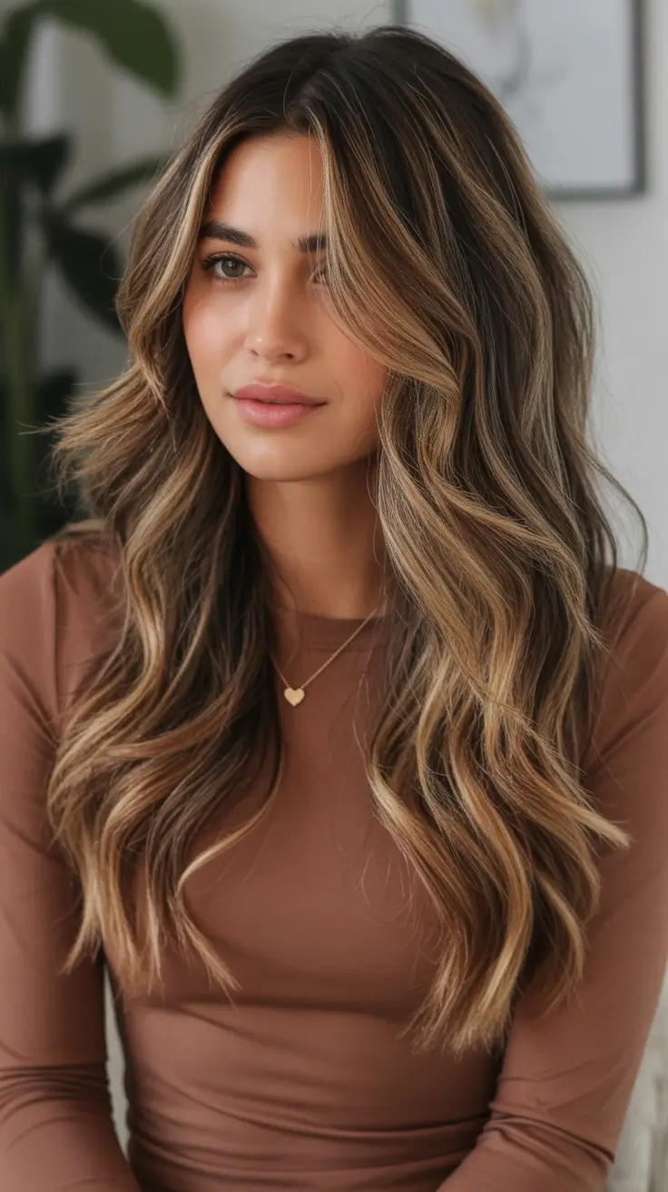 Balayage Hair Color Inspiration for Fall 2025 Soft Layered Curls with Honey Caramel Highlights