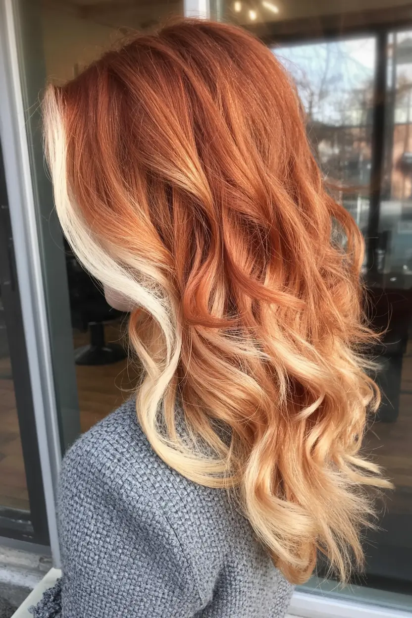 Balayage Hair Color Inspiration for Fall 2025 Cinnamon Curls with Blonde Balayage Tips