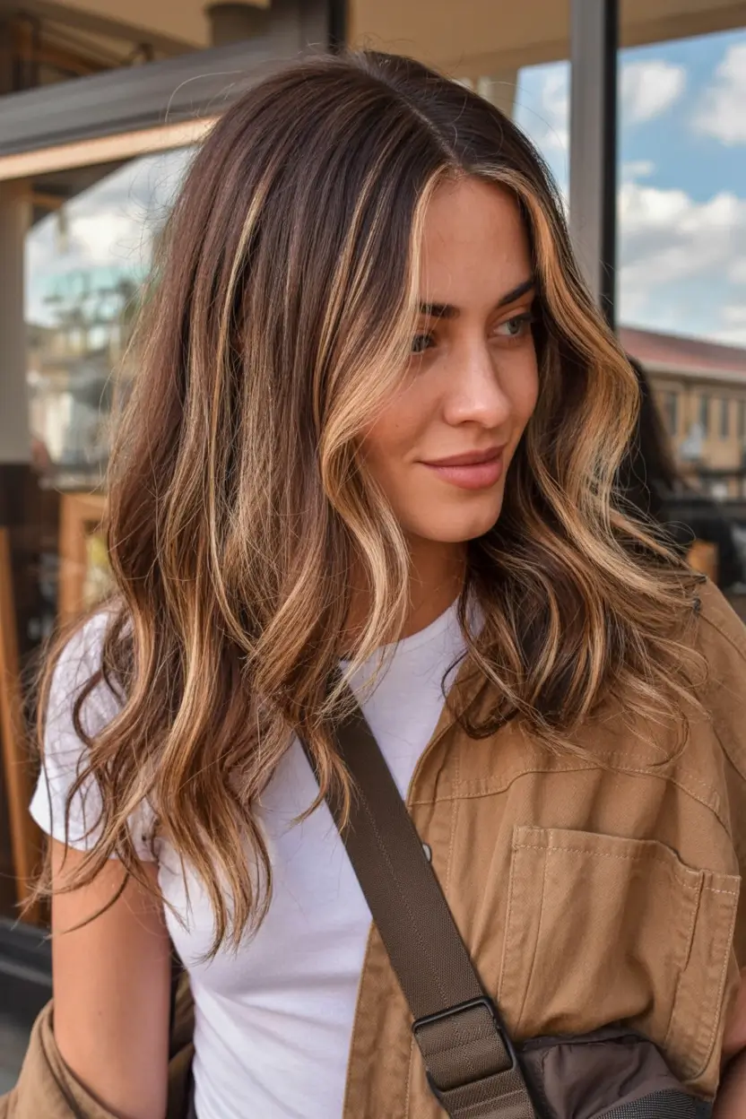 Balayage Hair Color Inspiration for Fall 2025 Layered Waves with Buttery Blonde and Brunette Blend