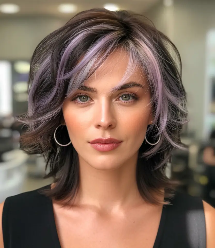 Balayage Hair Color Inspiration for Fall 2025 Cool Lilac Tips on Soft Shadow Layers