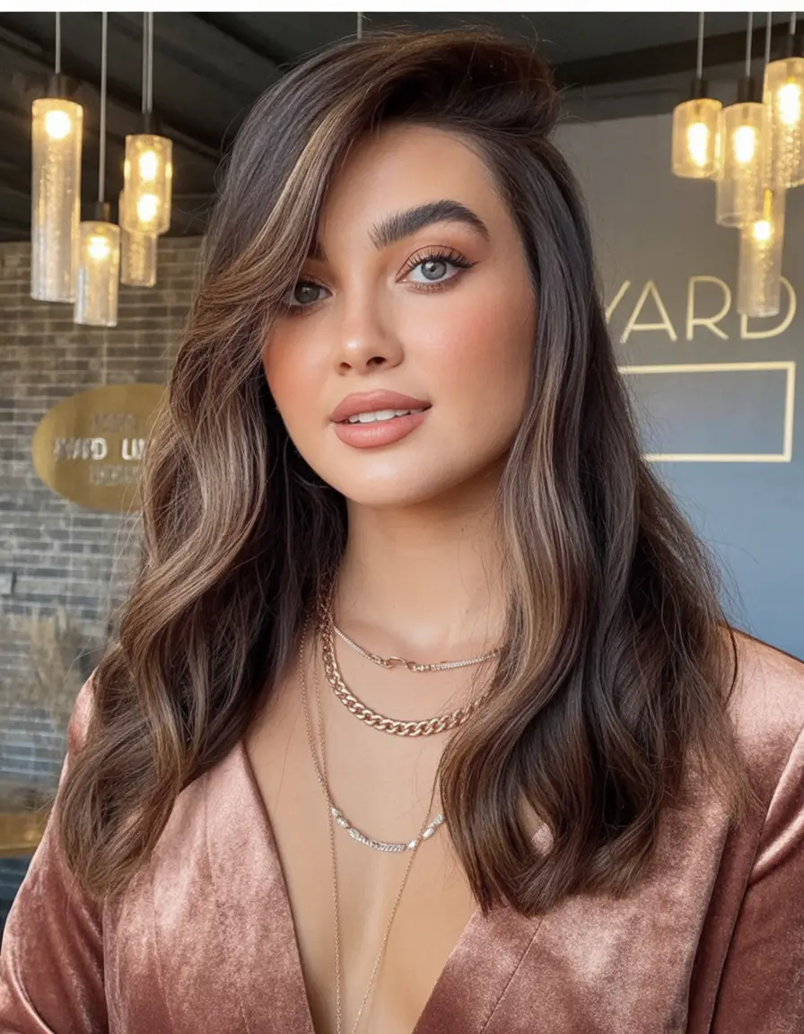 Balayage Hair Color Inspiration for Fall 2025 Rich Brunette Blend with Soft Shadow Root
