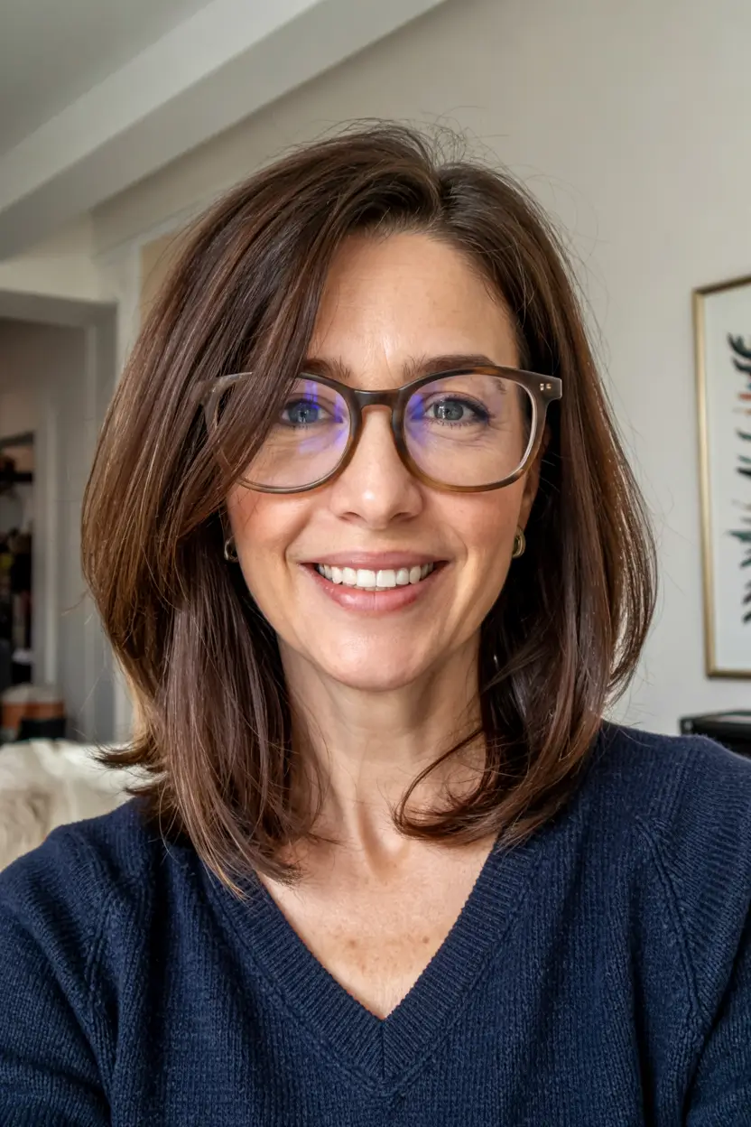 Beautiful Fall 2025 hairstyles and colors for Women 50+ Layered Medium Brunette With Natural Movement