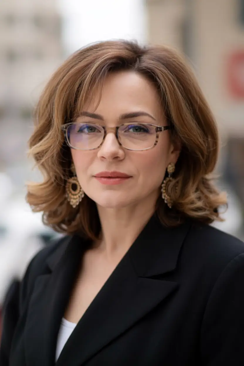 Beautiful Fall 2025 hairstyles and colors for Women 50+ Rounded Lob With Lifted Layers