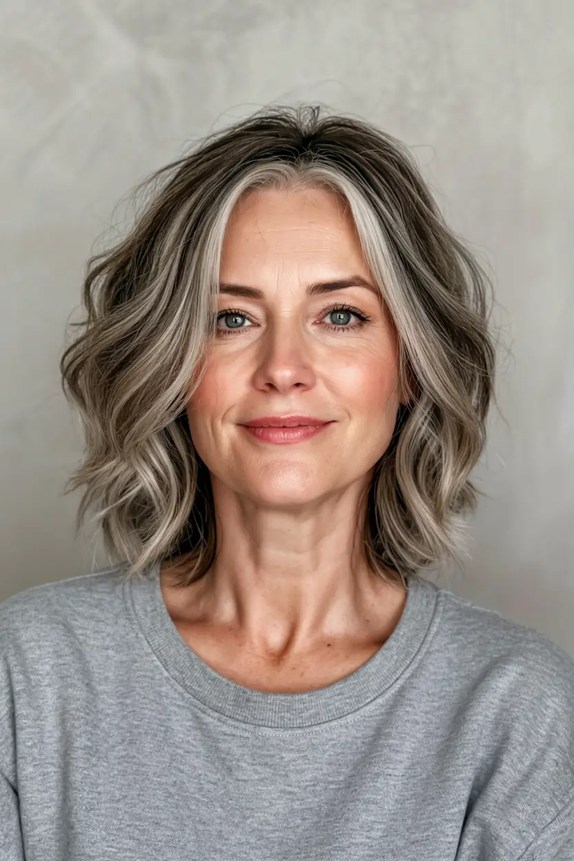 Beautiful Fall 2025 hairstyles and colors for Women 50+ Textured bob with ash blonde elegance