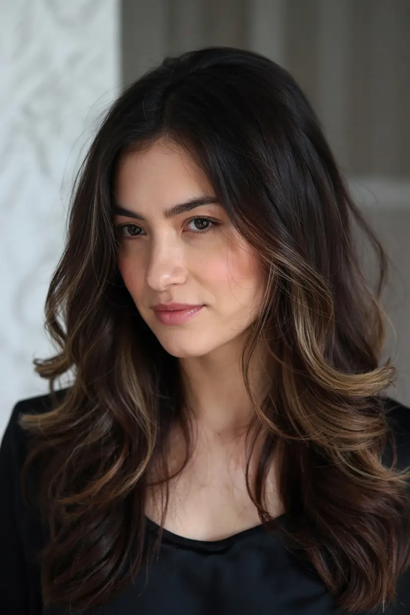 Best Fall hairstyles and colors for Women 40+ in 2025 Long Brunette Layers With Soft Highlights